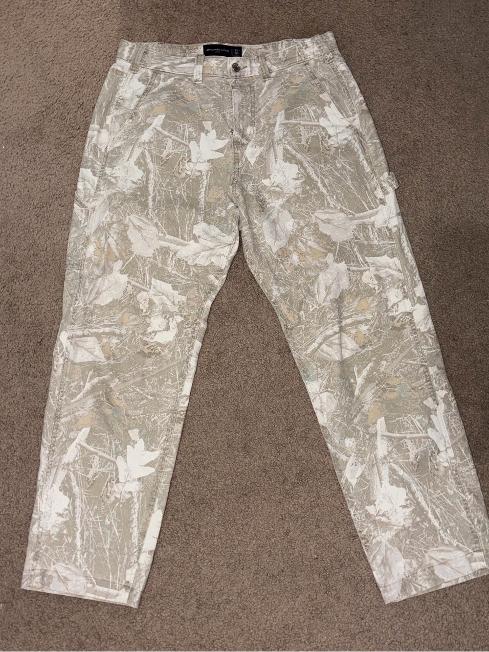 Abercrombie & Fitch Beige Camo-Print Pants